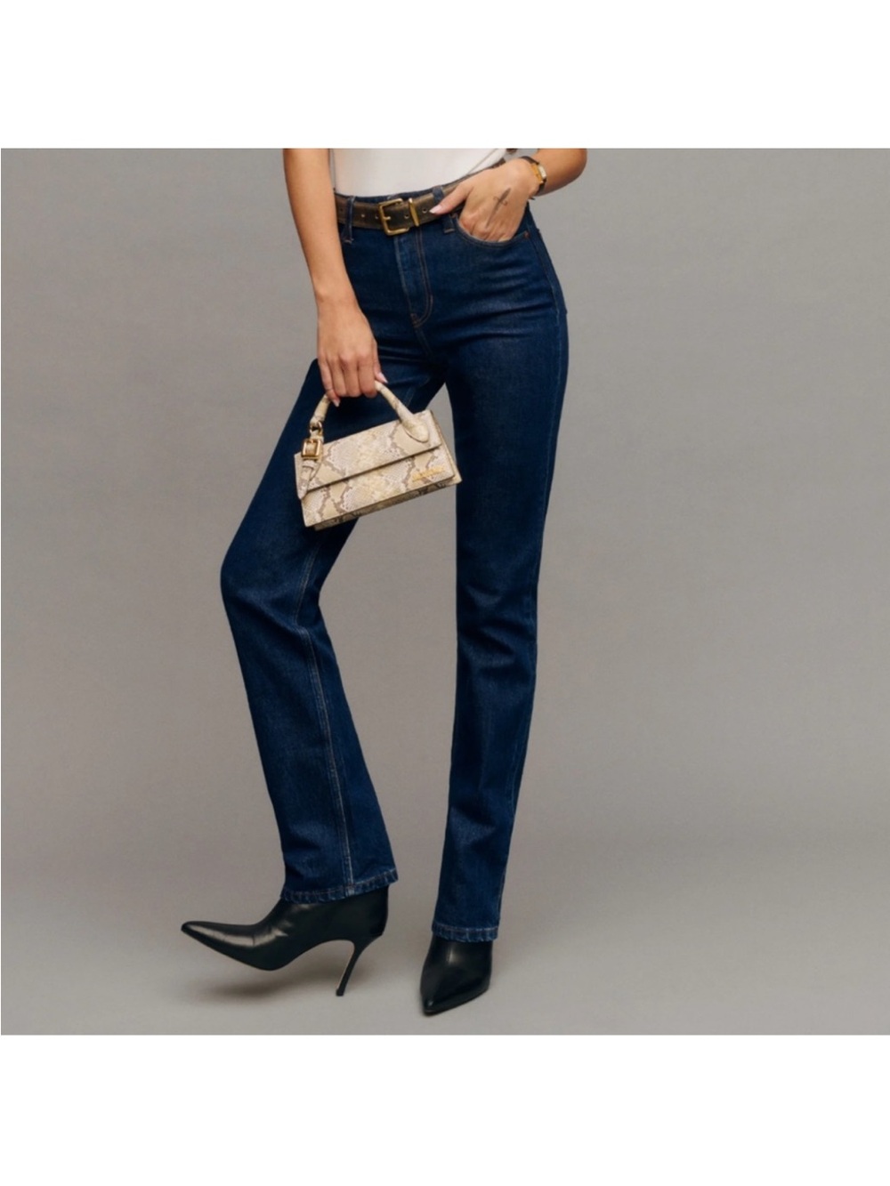 Reformation Jax High Waisted Straight Stretch Jeans in Seneca Sz 25 NWT